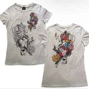 Y2K Grunge True Love Heart White Shirt Womens S